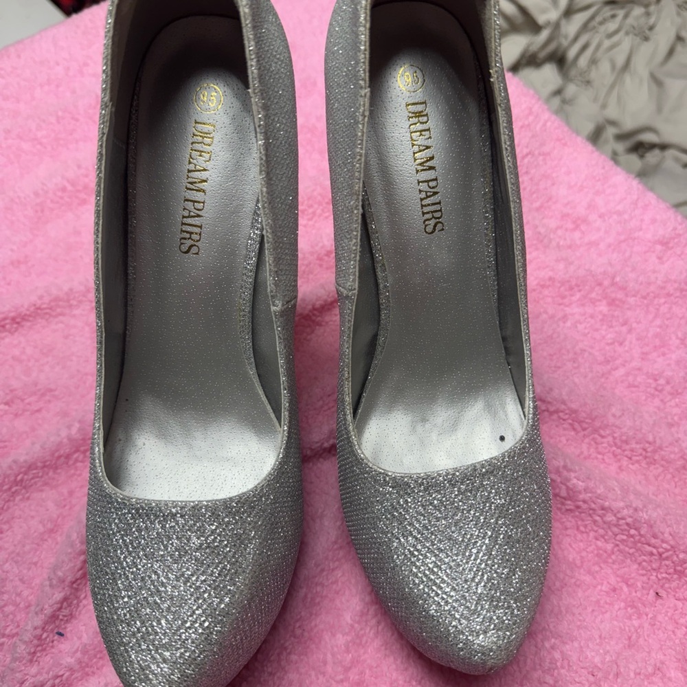 Never Worn Silver Glitz Heels